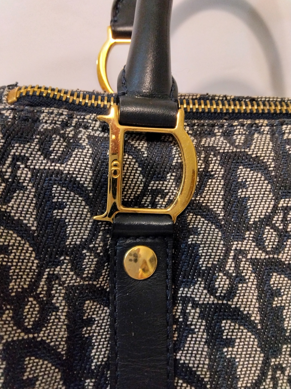 Christian Dior Vintage Navy Blue Trotter Boston Bag Diorissimo Canvas Small EUC - Picture 8 of 14